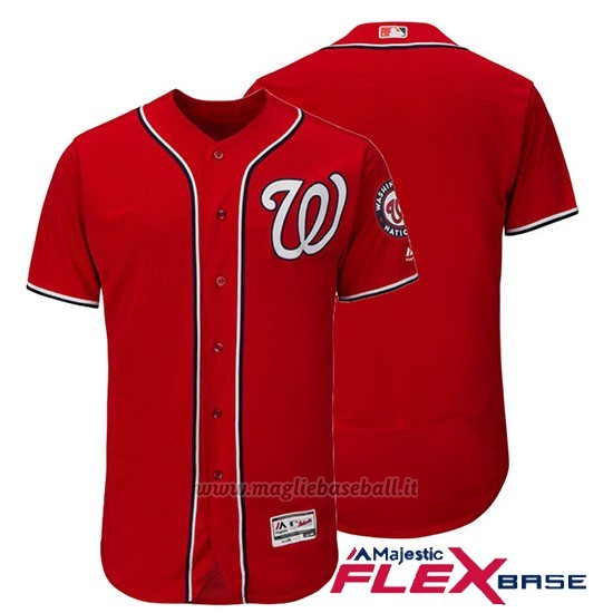 Maglia Baseball Uomo Washington Nationals Majestic Flex Base Scarlet Autentico Collezione